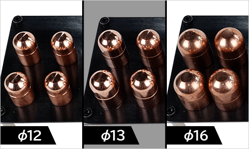 それぞれφ12・φ13・φ16をセットしています
